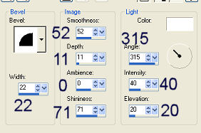 width=22, smoothness=52, depth=11, ambience=0, shininess=71, angle=315, intensity=50, elevation=20